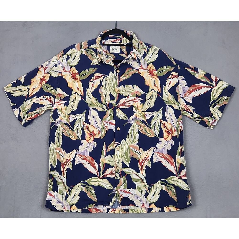 VINTAGE PAU HANA HAWAII Hawaiian Shirt Mens XX Blue Floral Vacation Beach Rayon